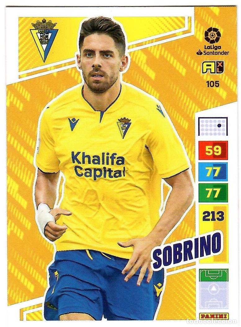 Cromos de f&uacute;tbol: Sobrino (Cadiz), n&ordm; 105: Cromo del album de futbol Adrenalyn 2022-23