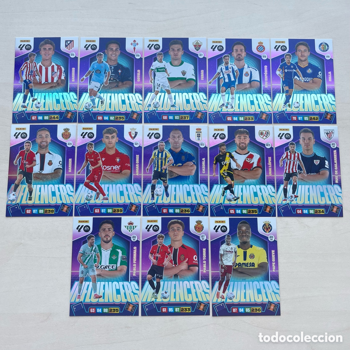 Cromos de f&uacute;tbol: Lote 13 cartas Influencers Adrenalyn XL 2025-26