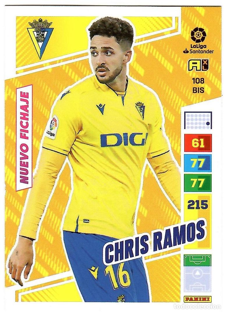Cromos de f&uacute;tbol: Chris Ramos (Cadiz, Nuevo Fichaje), n&ordm; 108 BIS: Cromo del album de futbol Adrenalyn 2022-23