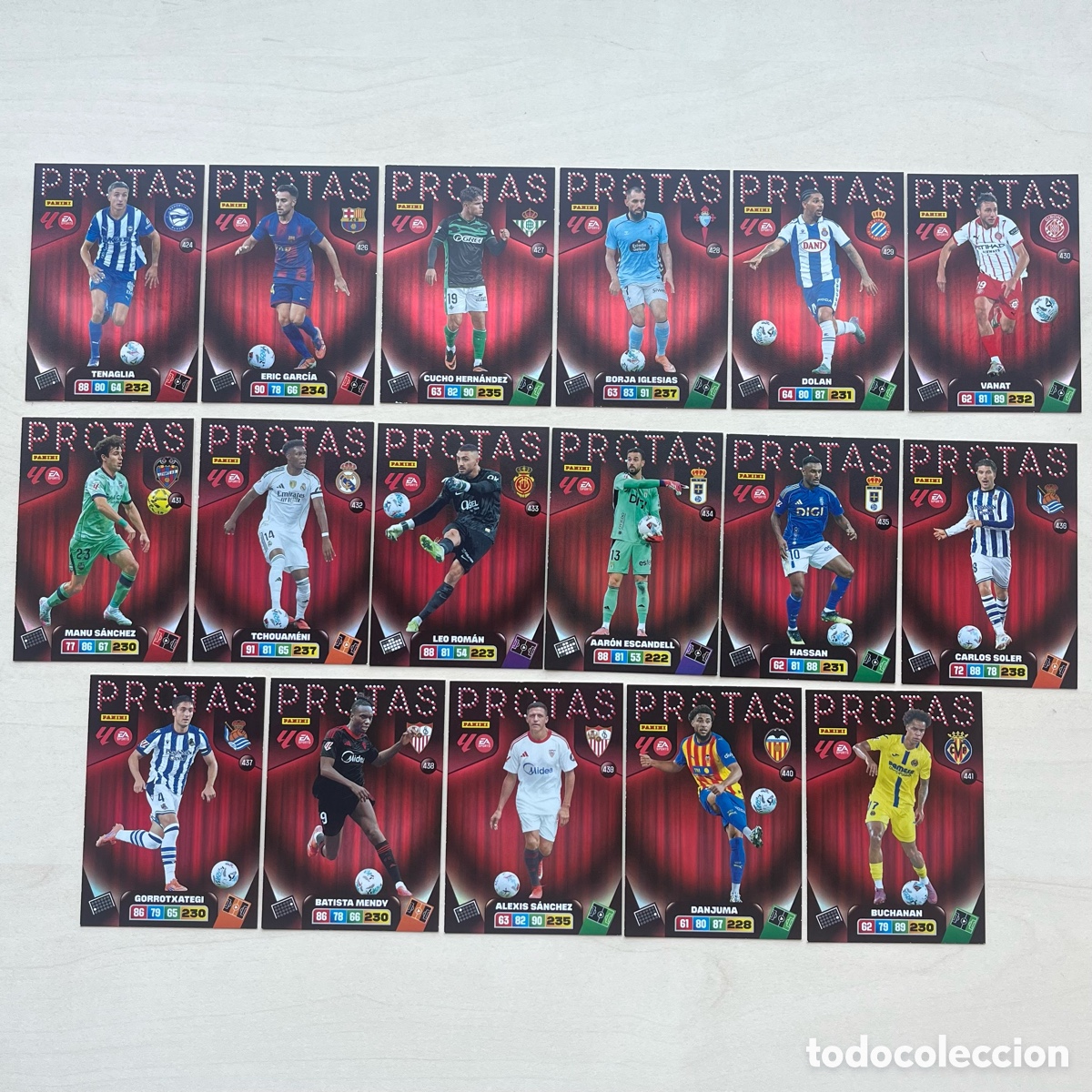Cromos de f&uacute;tbol: Lote 17 cartas Protas Adrenalyn XL 2025-26