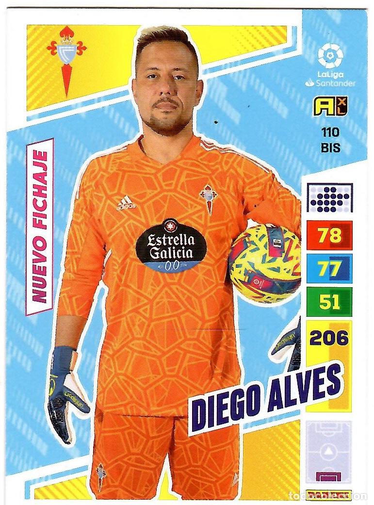 Cromos de f&uacute;tbol: Diego Alves (Celta de Vigo, Nuevo Fichaje), n&ordm; 110 BIS: Cromo del album de futbol Adrenalyn 2022-23