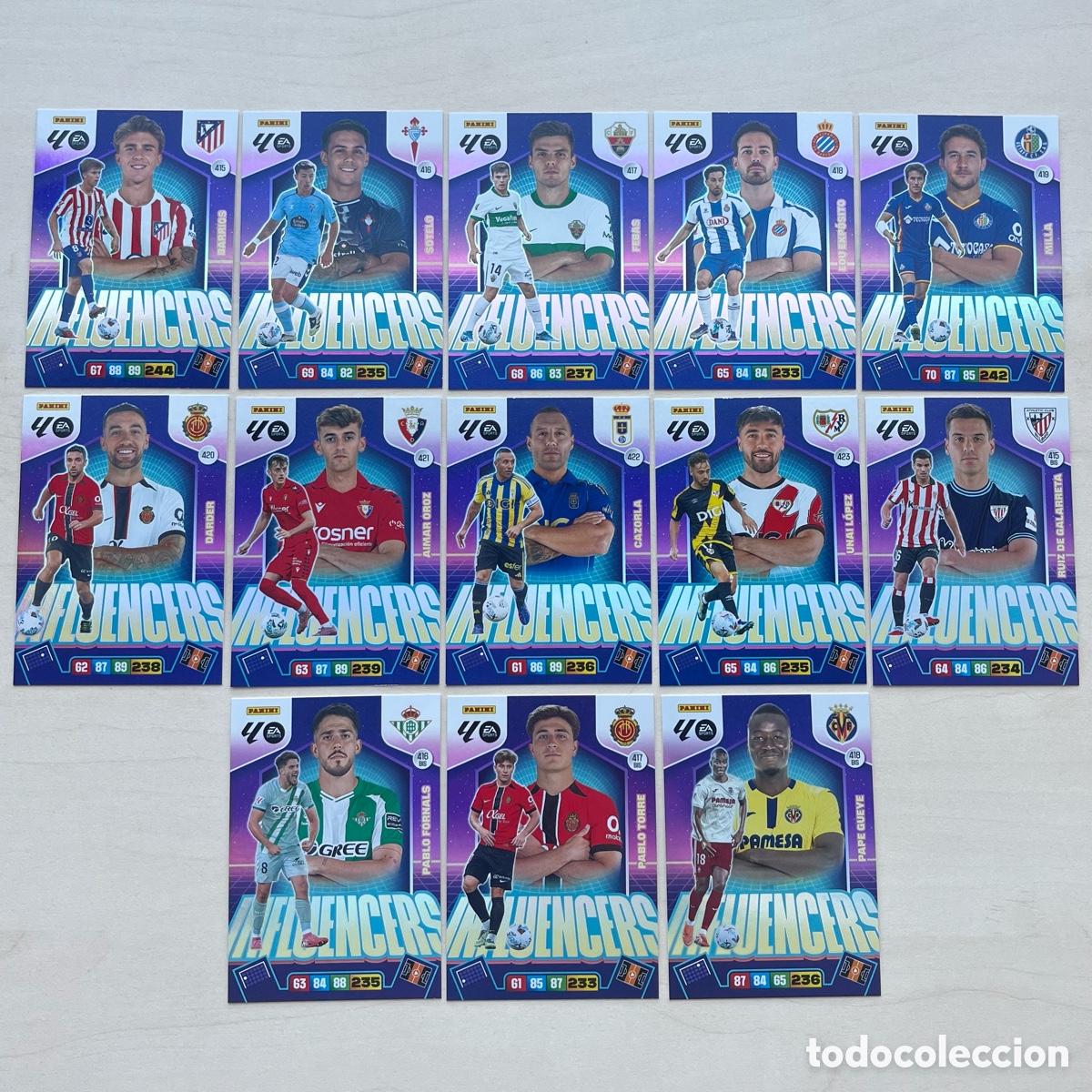 Cromos de f&uacute;tbol: Lote 13 Influencers Adrenalyn XL 2025-26