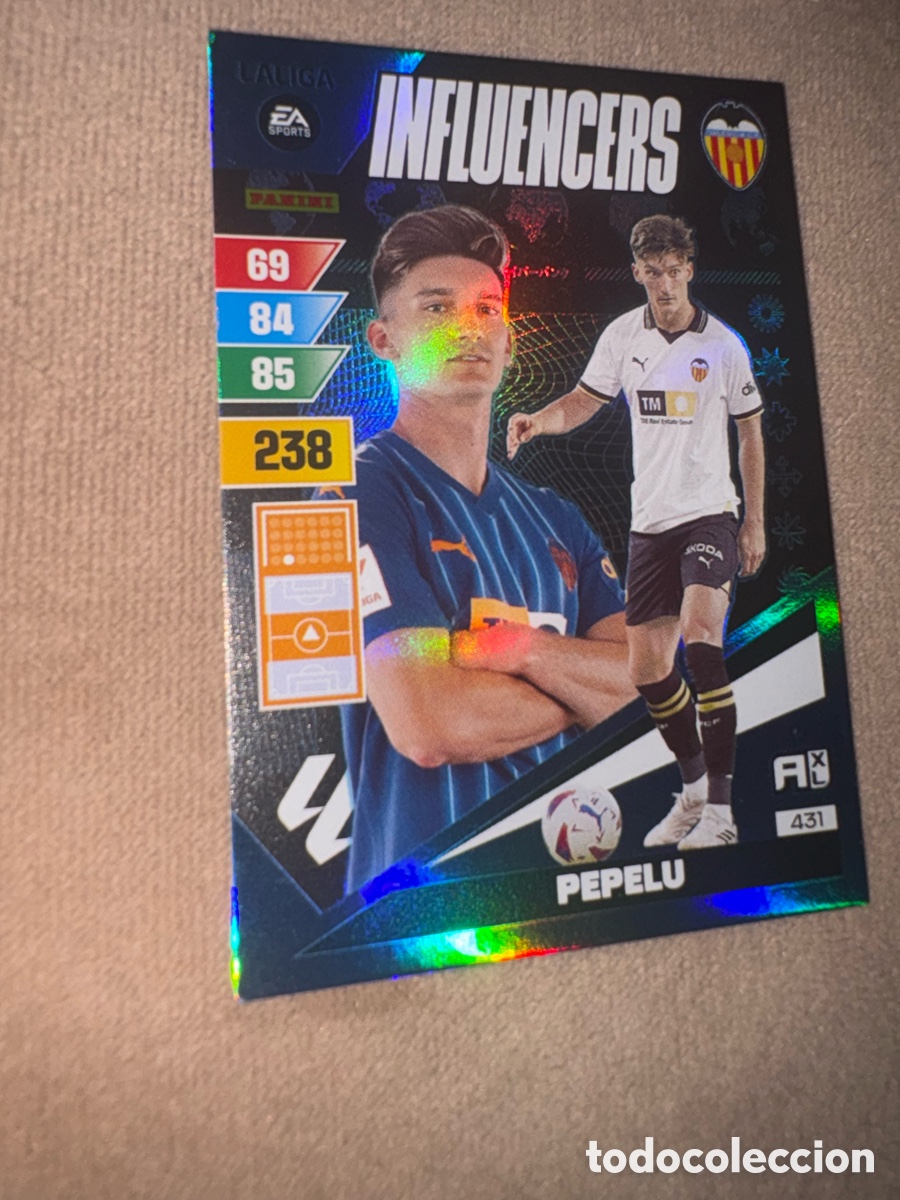 Cromos de f&uacute;tbol: Pepelu Influencers n&uacute;mero 431 del Valencia cromo Adrenalyn XL 23-24 2023-2024