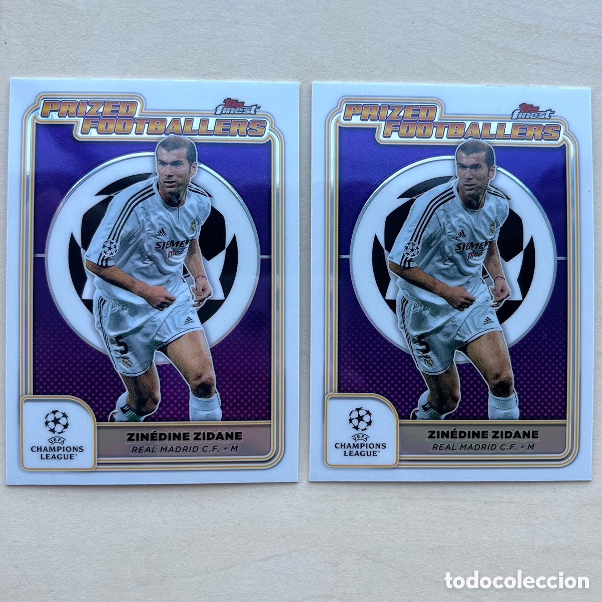 Cromos de f&uacute;tbol: Lote 2 Zidane Prized Footballers Topps Finest 2024-25 - Real Madrid