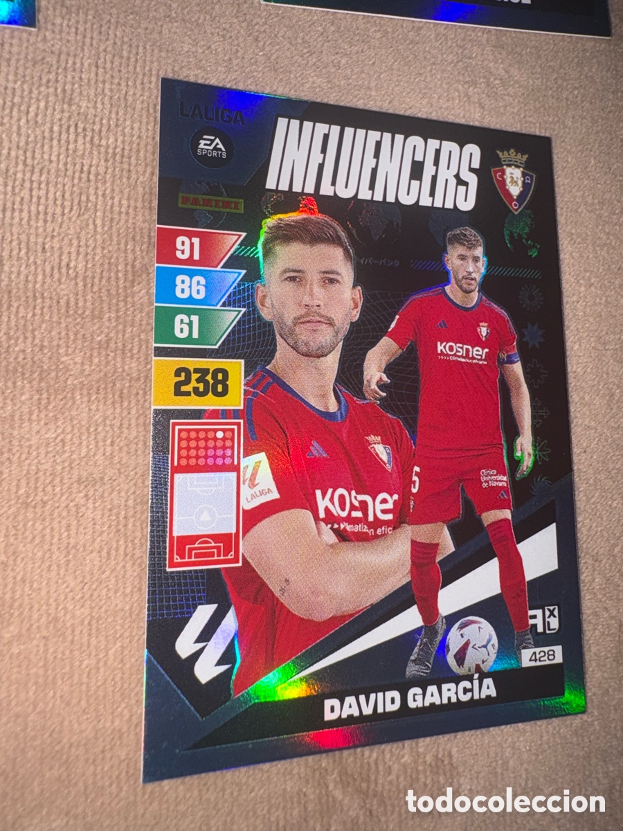 Cromos de f&uacute;tbol: David Garc&iacute;a Influencers N&ordm; 428 CA Osasuna La Liga Santander Adrenalyn XL 2023 2024 Panini 23 24