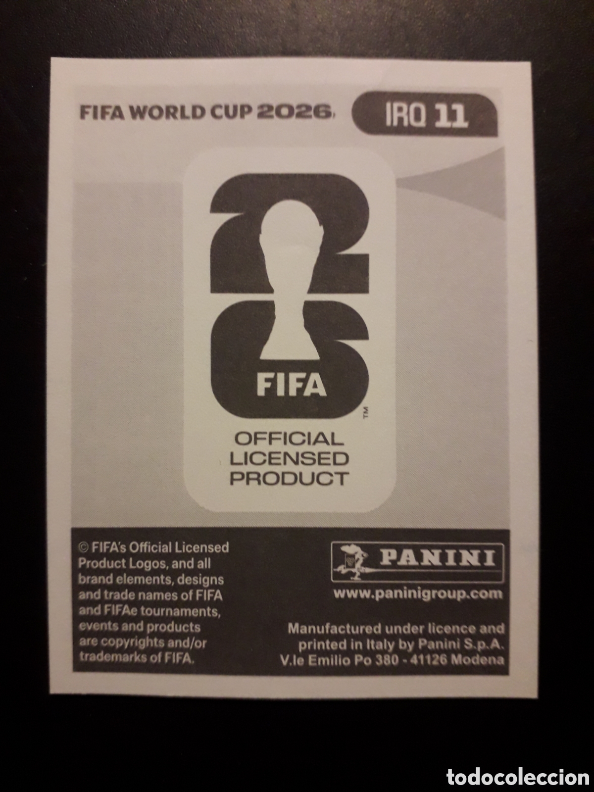 Cromos de f&uacute;tbol: BAYESH IRAQ IRQ 11 MUNDIAL F&Uacute;TBOL 2026 FIFA WORLD CUP PANINI SIN PEGAR PEDIDO M&Iacute;NIMO 3&euro;