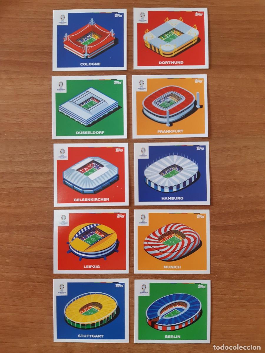 Cromos de f&uacute;tbol: LOTE DE LOS 10 CROMOS ESTADIOS EURO 2024 TOPPS STICKERS EUROCOPA ALEMANIA 2024. NUEVOS SIN PEGAR