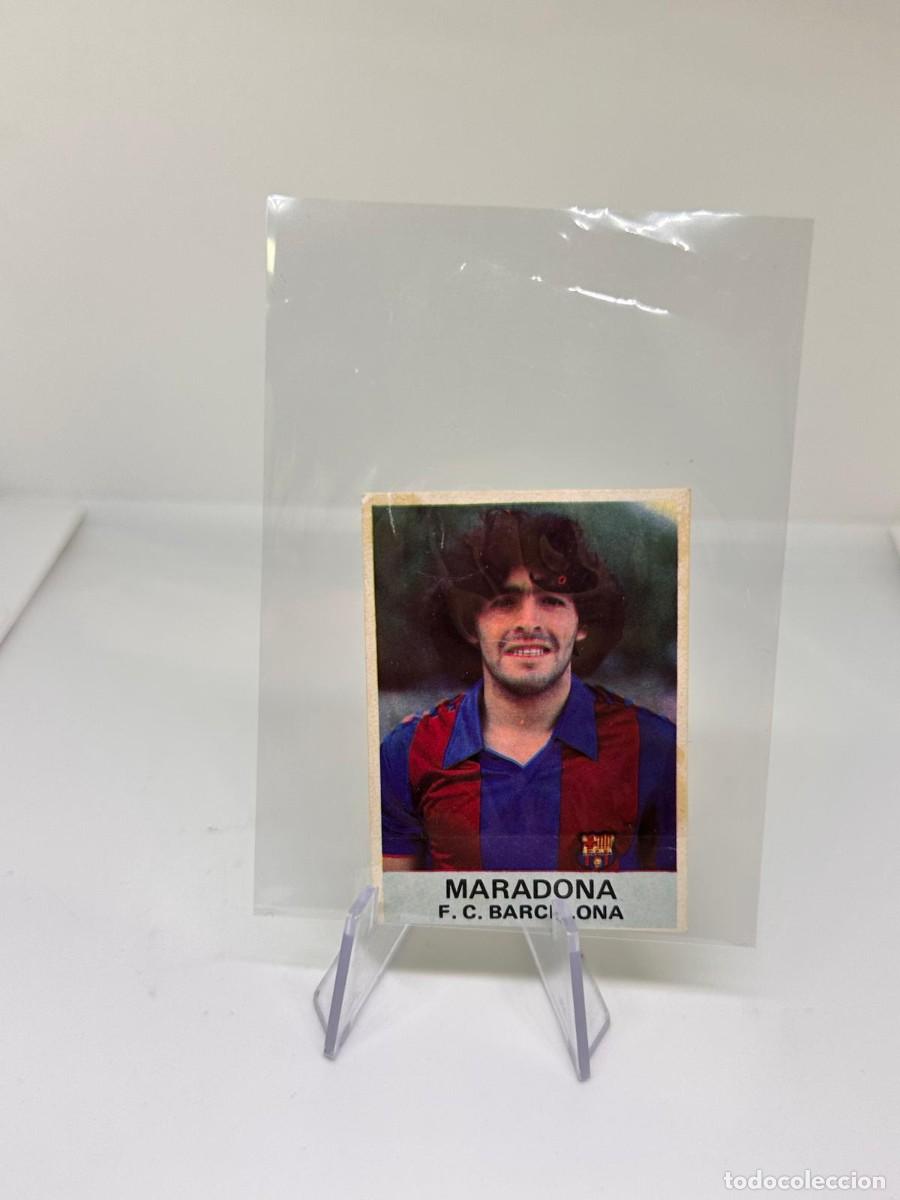 Football Stickers: Maradona FC Barcelona Mateo Mirete 1982 Dif&iacute;cil sin n&uacute;mero, trasera sin parte de abajo, se despegaba