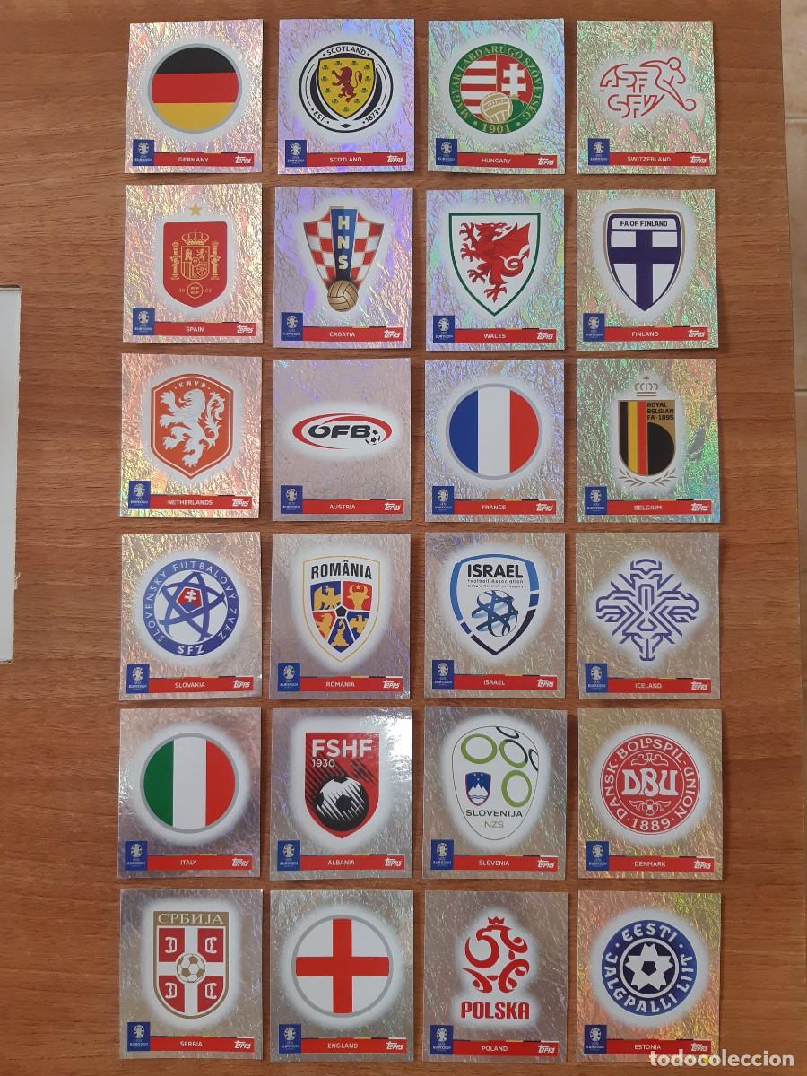Football Stickers: LOTE DE 24 ESCUDOS BRILLANTES EURO 2024 TOPPS STICKERS EUROCOPA ALEMANIA 2024. NUEVOS SIN PEGAR
