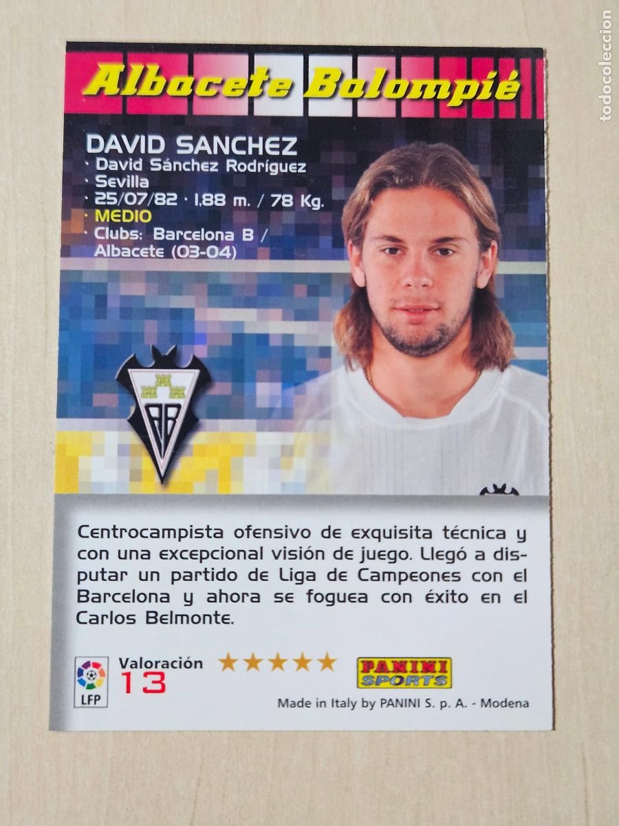 Cromos de f&uacute;tbol: CROMO N&ordm; 13 DAVID SANCHEZ - MEGACRACKS 2004 05 - ALBACETE