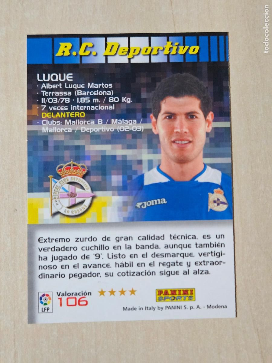 Cromos de f&uacute;tbol: CROMO N&ordm; 106 LUQUE - MEGACRACKS 2004 05 - DEPORTIVO DE LA CORU&Ntilde;A