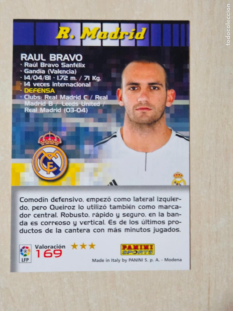 Cromos de f&uacute;tbol: CROMO N&ordm; 169 RAUL BRAVO - MEGACRACKS 2004 05 - REAL MADRID
