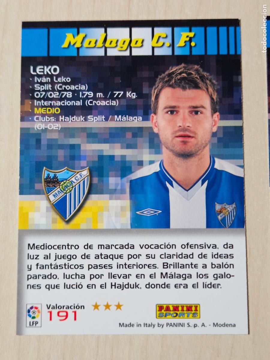 Football Stickers: CROMO N&ordm; 191 LEKO - MEGACRACKS 2004 05 - MALAGA