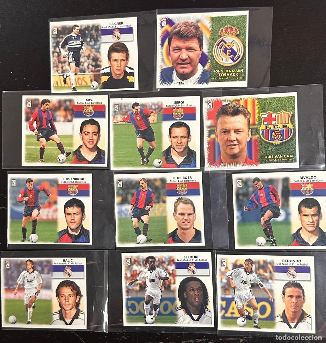 Football Stickers: Lote 11 Cromos FC Barcelona y Real Madrid Liga Este 1999 2000 sin pegar