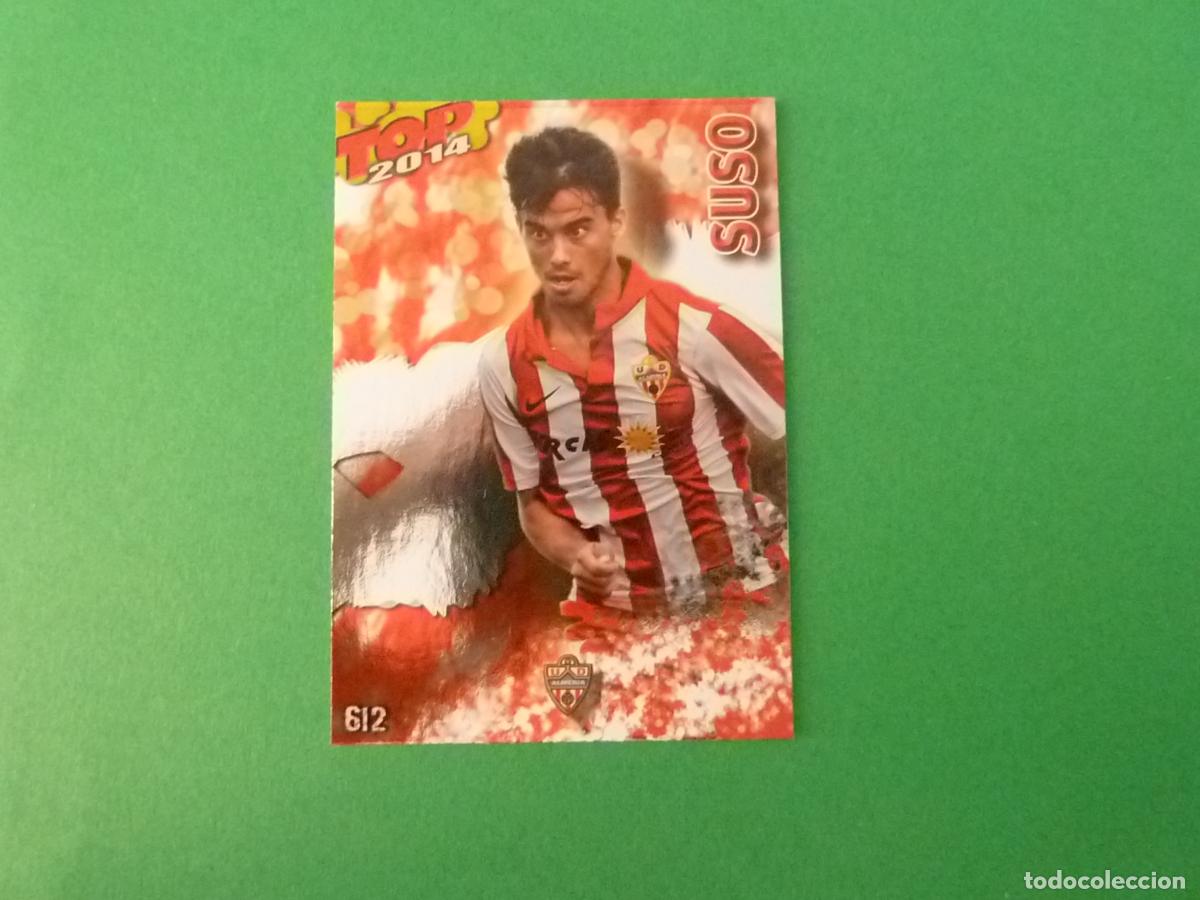 Football Stickers: TRADING CARD FUTBOL SUSO U.D. ALMERIA BRILLO ROJO N&ordm; 612 FICHAS LIGA TOP MUNDICROMO 2013-2014/13-14
