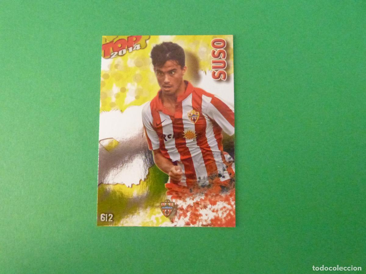 Cromos de f&uacute;tbol: TRADING CARD FUTBOL SUSO U.D. ALMERIA BRILLO DORADO 612 FICHAS LIGA TOP MUNDICROMO 2013-2014/13-14