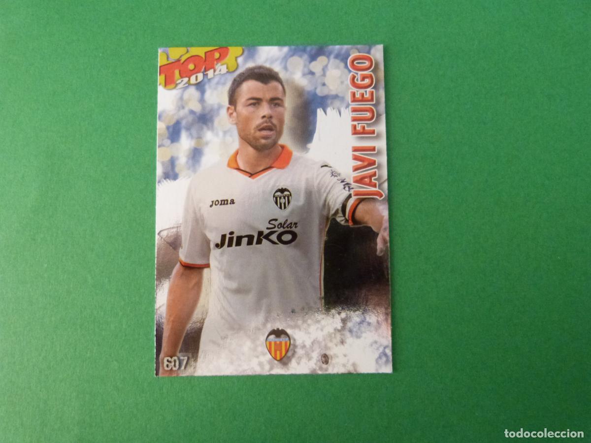 Cromos de f&uacute;tbol: TRADING CARD FUTBOL JAVI FUEGO VALENCIA C.F BRILLO N&ordm; 607 FICHAS LIGA TOP MUNDICROMO 2013-2014/13-14