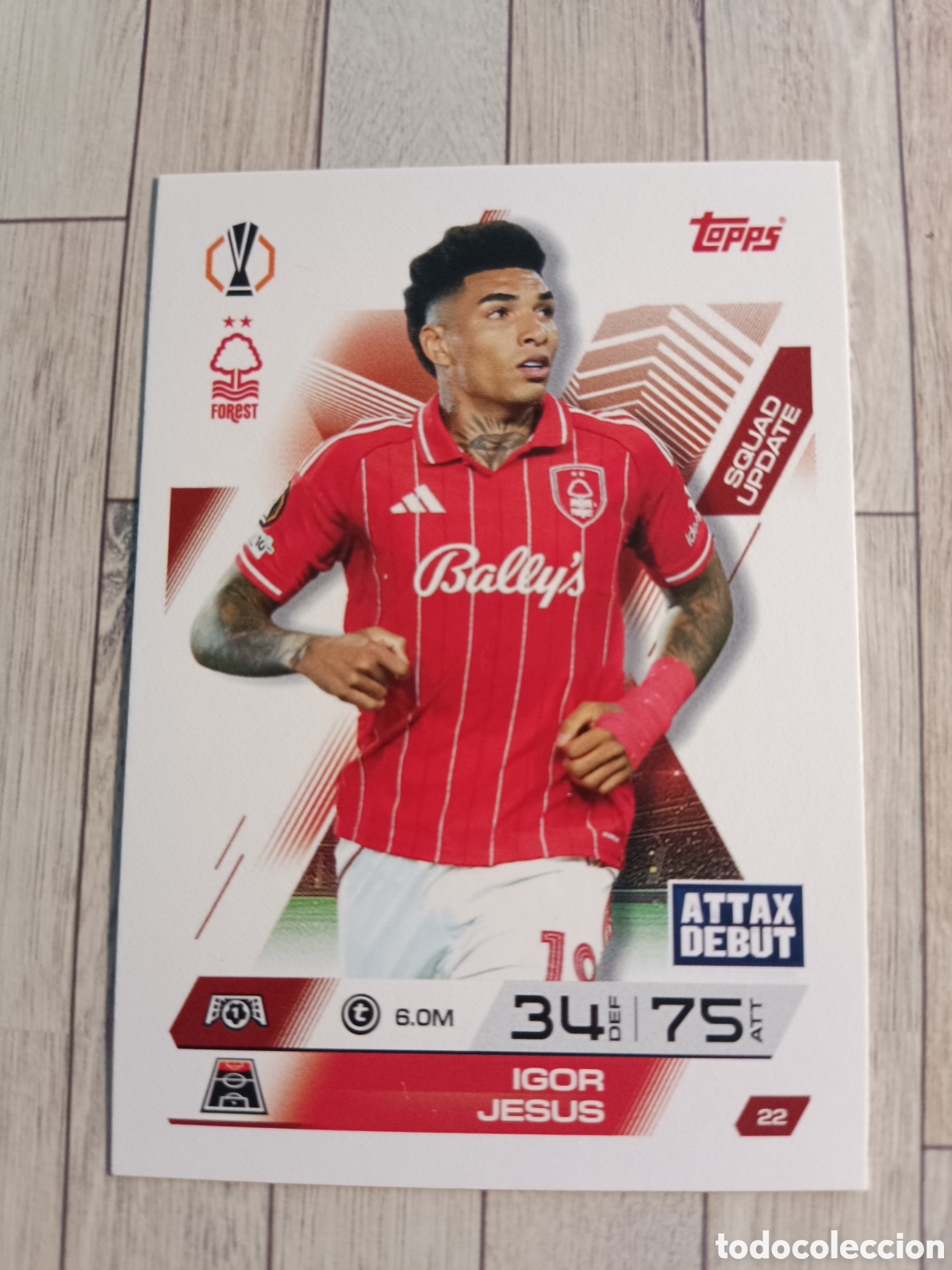 Fu&szlig;ball-Sticker: 22 IGOR JESUS SQUAD UPDATE NOTTINGHAM FOREST MATCH ATTAX EXTRA CHAMPIONS 2025 2026 TOPPS 25 26