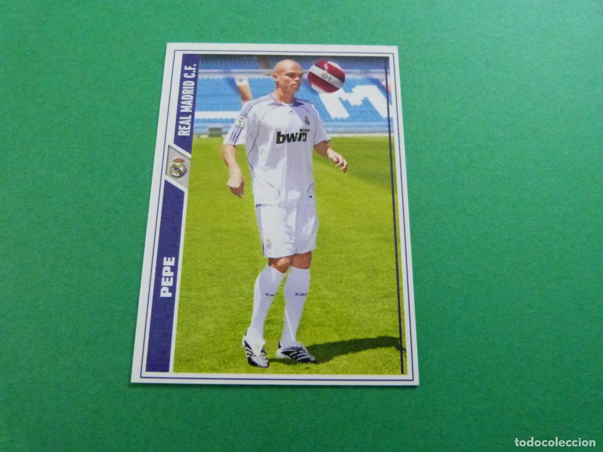 Cromos de f&uacute;tbol: TRADING CARD FUTBOL PEPE REAL MADRID C.F. N&ordm; 8 FICHAS LIGA MUNDICROMO 2007-2008/07-08