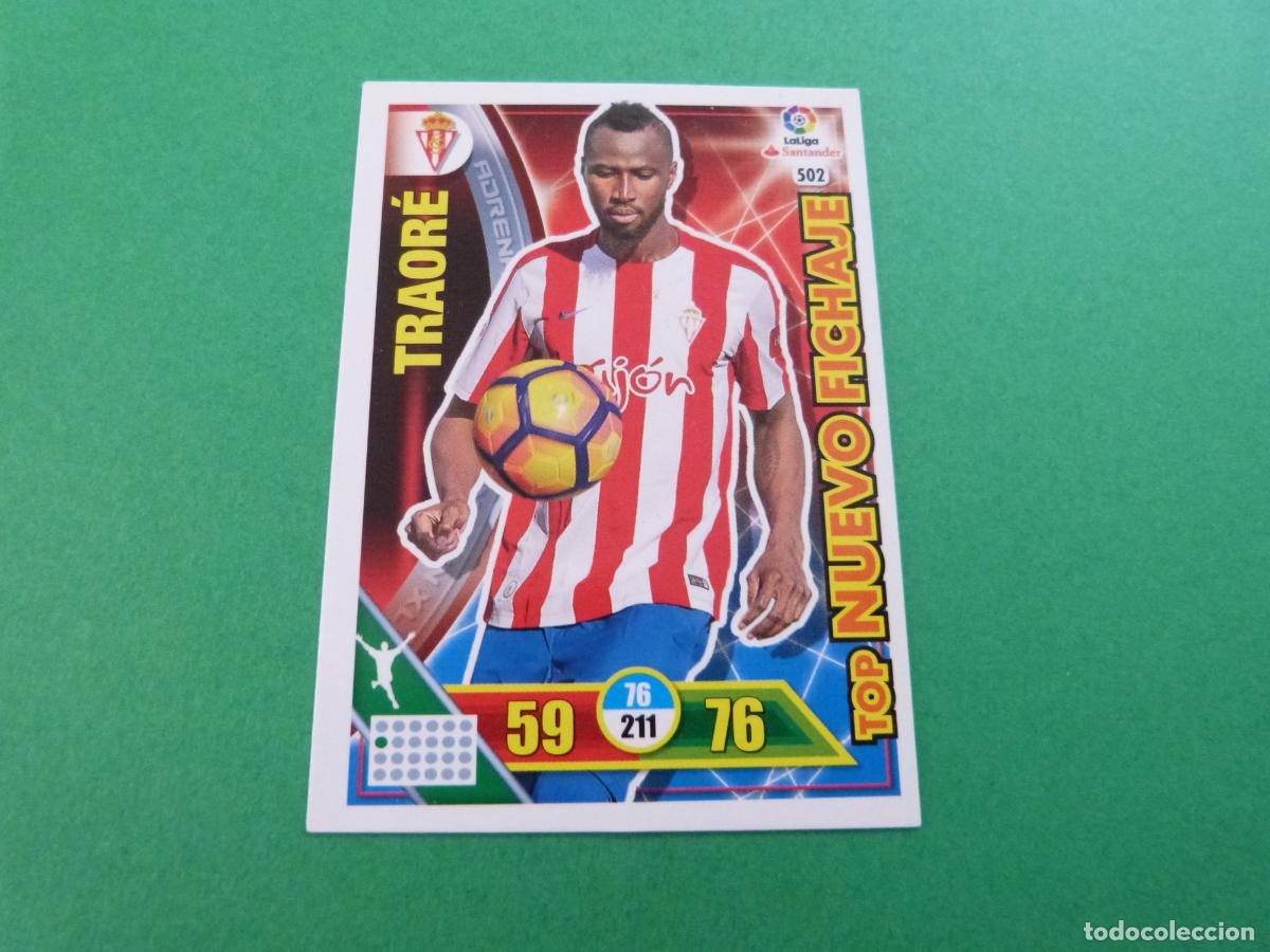 Football Stickers: TRADING CARD FUTBOL TRAORE REAL SPORTING DE GIJON N&ordm; 502 LIGA ADRENALYN XL 2016-2017/16-17 PANINI