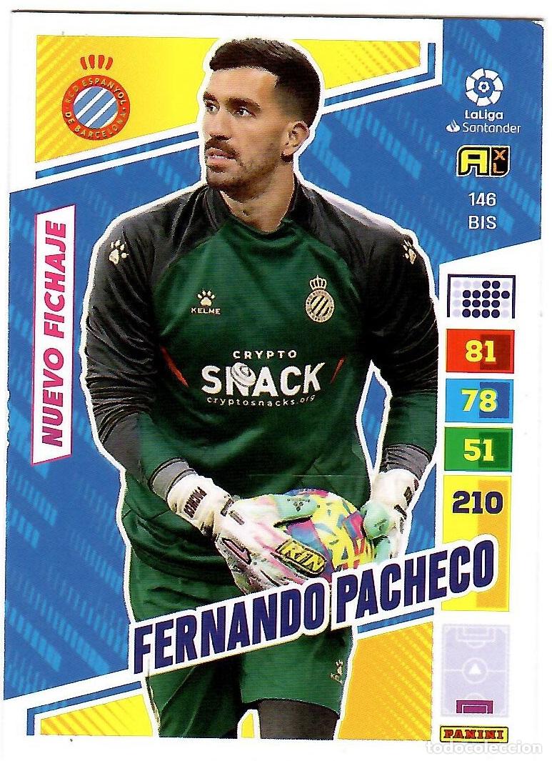 Cromos de f&uacute;tbol: Fernando Pacheco (R.C.D. Espanyol, Nuevo Fichaje), n&ordm; 146 BIS: Cromo album futbol Adrenalyn 2022-23