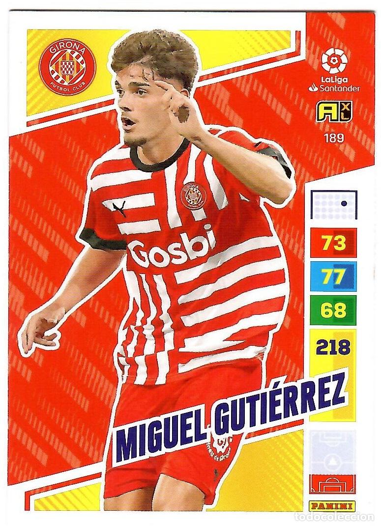 Cromos de f&uacute;tbol: Miguel Gutierrez (Girona), n&ordm; 189: Cromo del album de futbol Adrenalyn 2022-23
