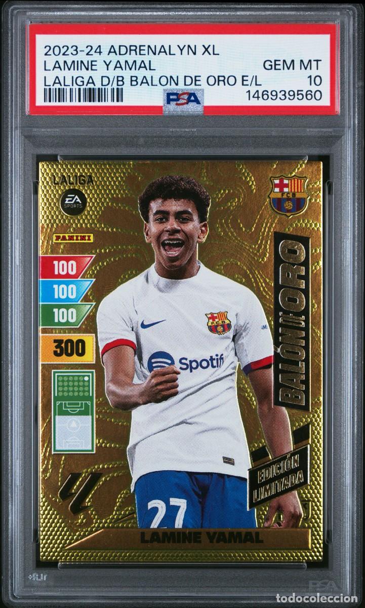 Cromos de f&uacute;tbol: Rookie Lamine Yamal Adrenalyn XL Balon de Oro 2023 24 Panini E.Limitada PSA 10