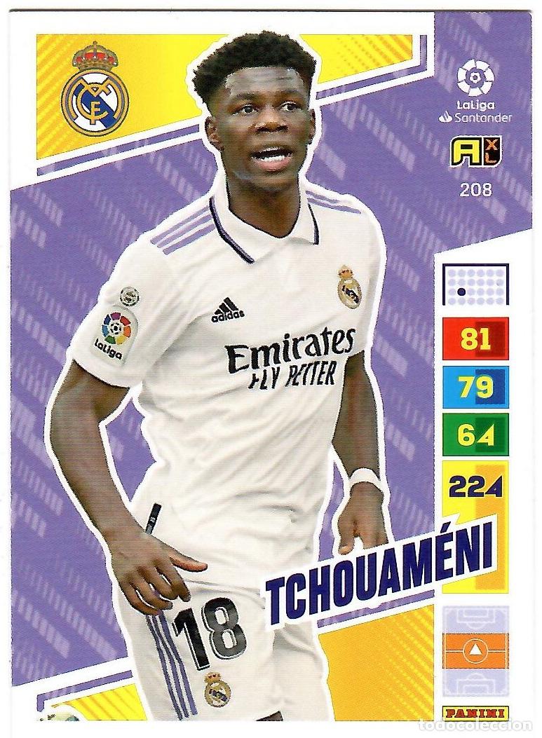 Cromos de f&uacute;tbol: Tchouameni (R. Madrid), n&ordm; 208: Cromo del album de futbol Adrenalyn 2022-23