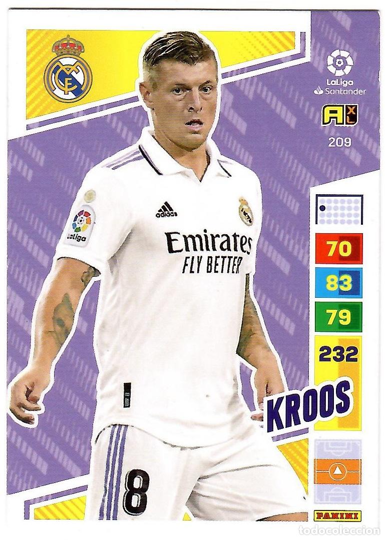 Cromos de f&uacute;tbol: Kroos (R. Madrid), n&ordm; 209: Cromo del album de futbol Adrenalyn 2022-23