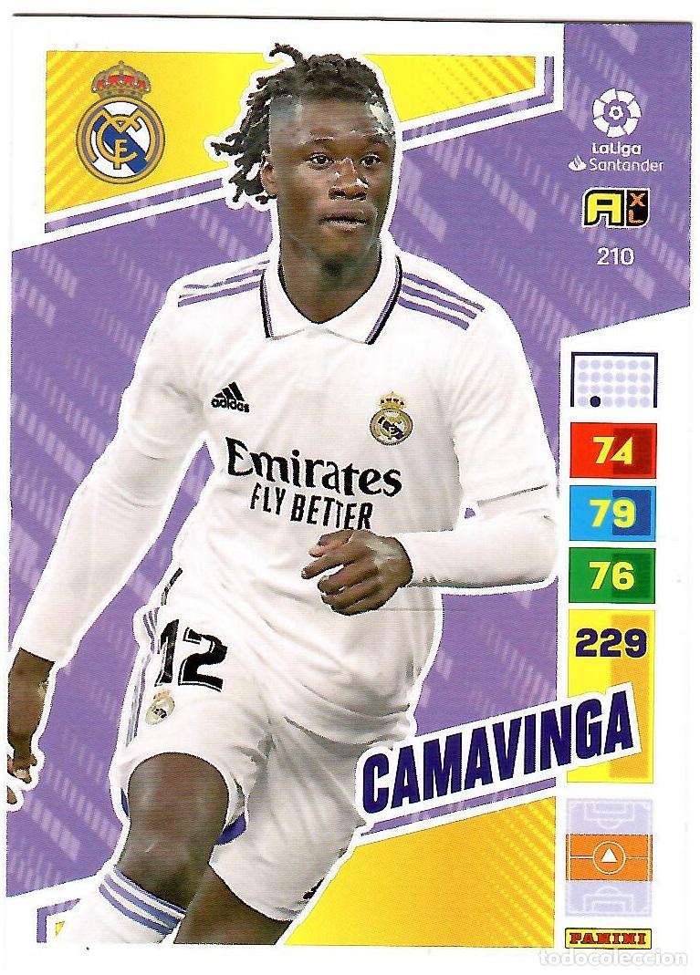 Cromos de f&uacute;tbol: Camavinga (R. Madrid), n&ordm; 210: Cromo del album de futbol Adrenalyn 2022-23