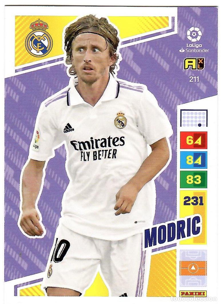 Cromos de f&uacute;tbol: Modric (R. Madrid), n&ordm; 211: Cromo del album de futbol Adrenalyn 2022-23