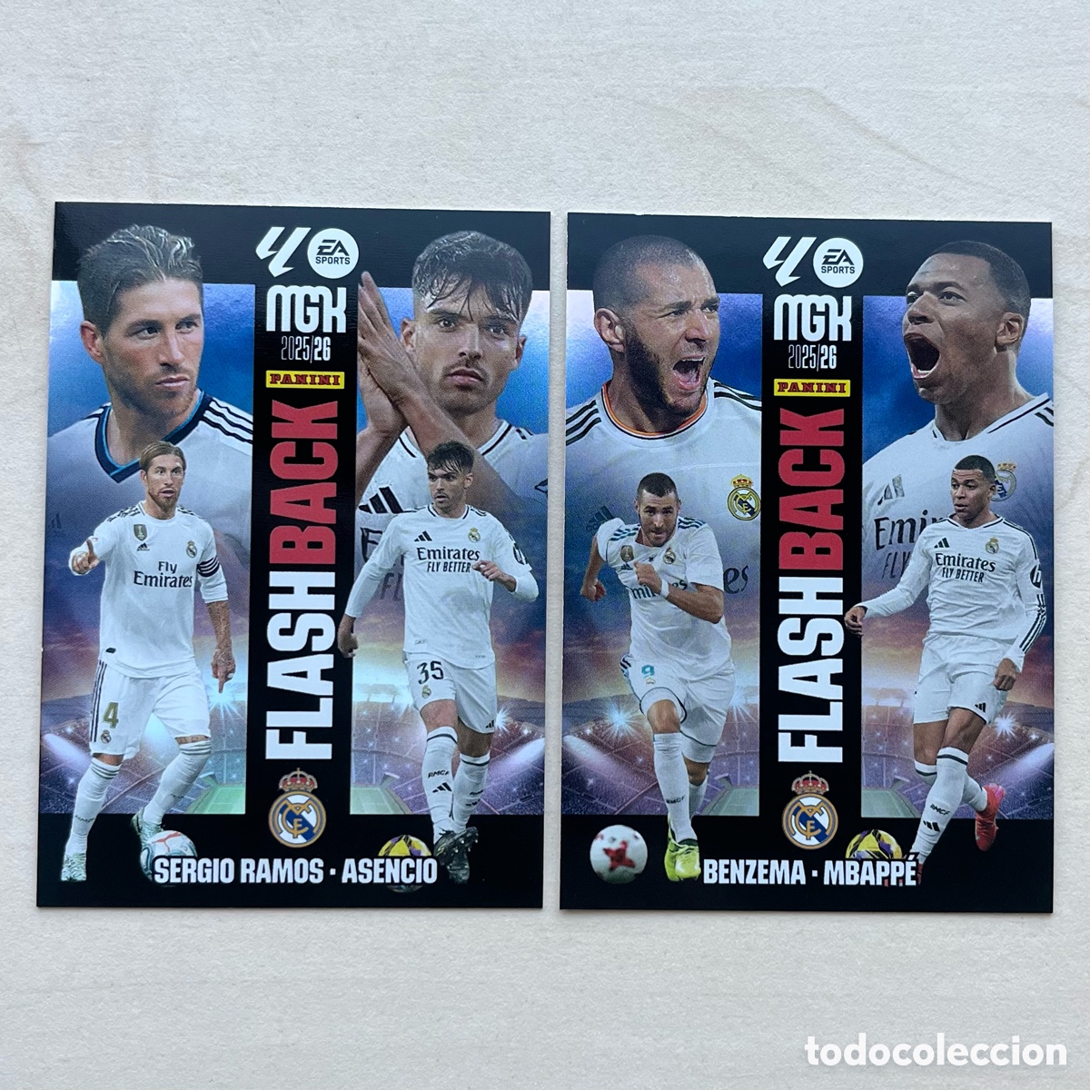 Cromos de f&uacute;tbol: Lote Flashback Panini Megacracks 2025-26 Real Madrid