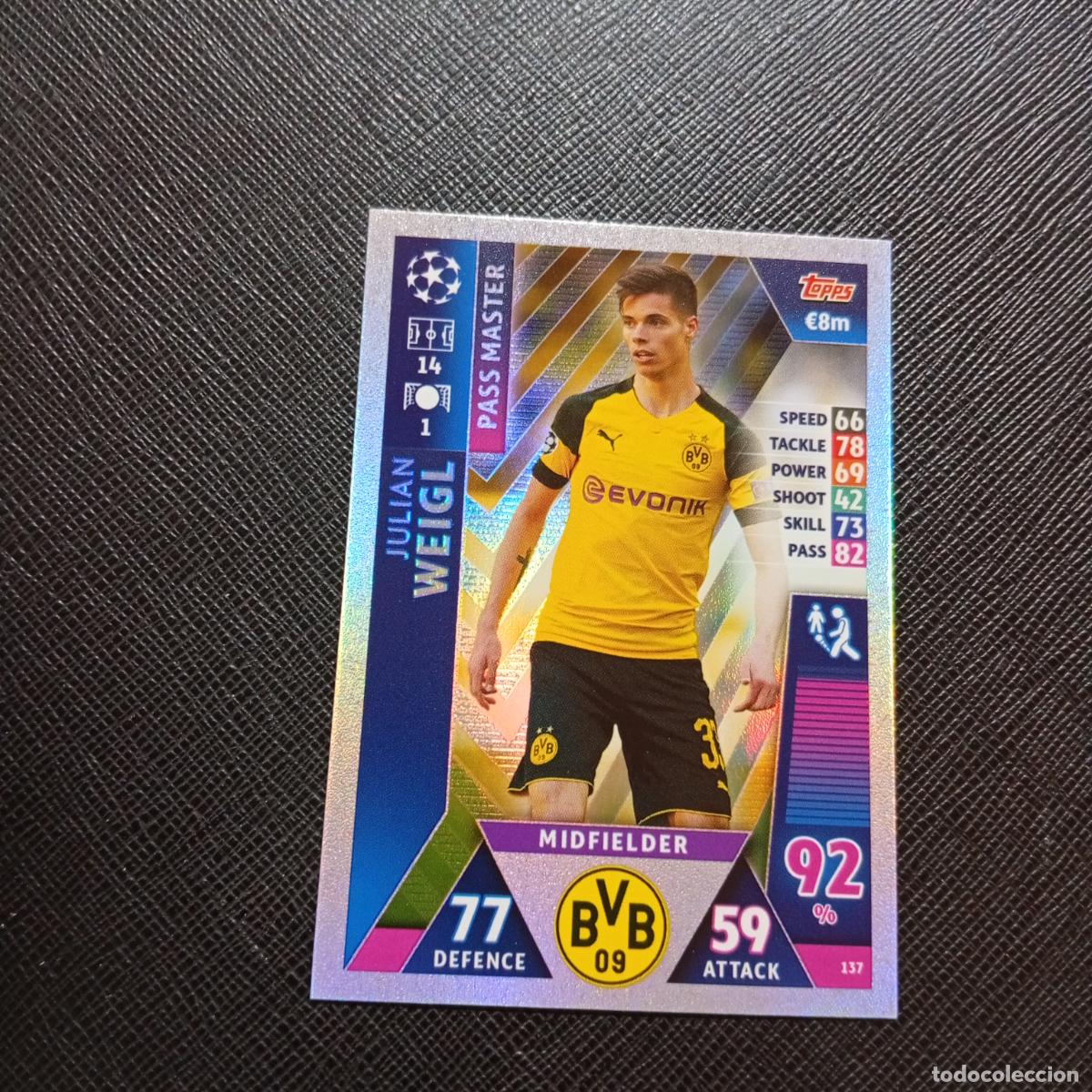 Cromos de f&uacute;tbol: 137 WEIGL BORUSSIA DORTMUND TOPPS MATCH ATTAX 2018 2019 FUTBOL 18 19 CROMO (MD98/99-1) PG11