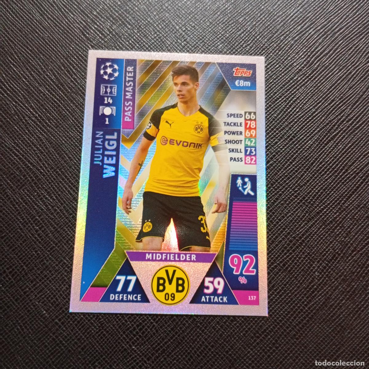 Cromos de f&uacute;tbol: 137 WEIGL BORUSSIA DORTMUND TOPPS MATCH ATTAX 2018 2019 FUTBOL 18 19 CROMO (MD98/99-1) PG11