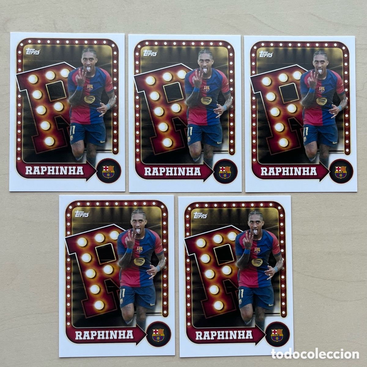 Cromos de f&uacute;tbol: Lote 5 Raphinha Insert FC Barcelona Fan Set 2024-25