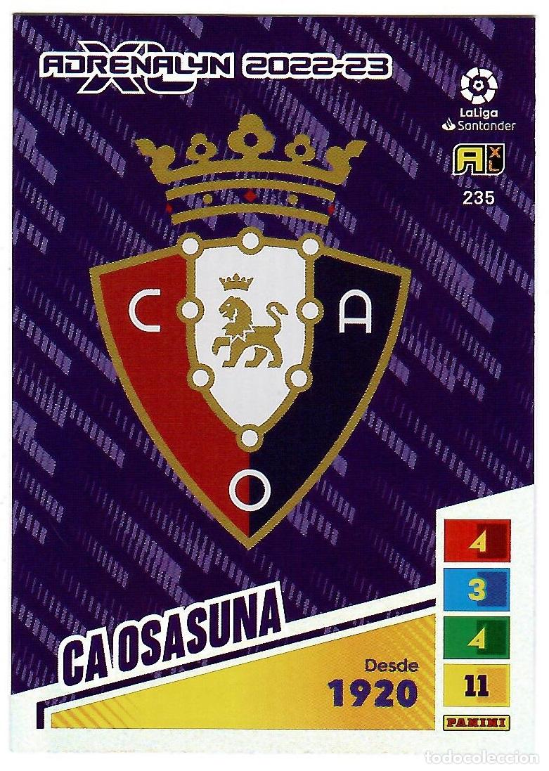 Cartes &agrave; collectionner de Football: Escudo Osasuna, n&ordm; 235: Cromo del album de futbol Adrenalyn 2022-23