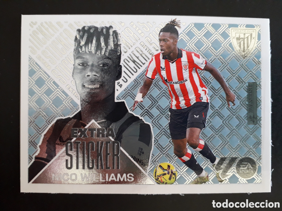 Cromos de f&uacute;tbol: NICO WILLIAMS, ATHLETIC DE BILBAO, EXTRA STICKER PLATA ED ESTE 2026 2027 26 27 SIN PEGAR