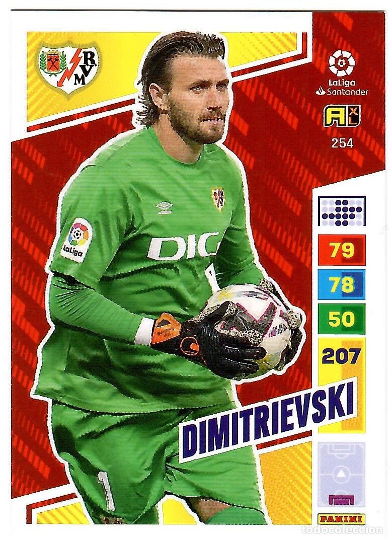 Cromos de f&uacute;tbol: Dimitrievski (Rayo Vallecano), n&ordm; 254: Cromo del album de futbol Adrenalyn 2022-23