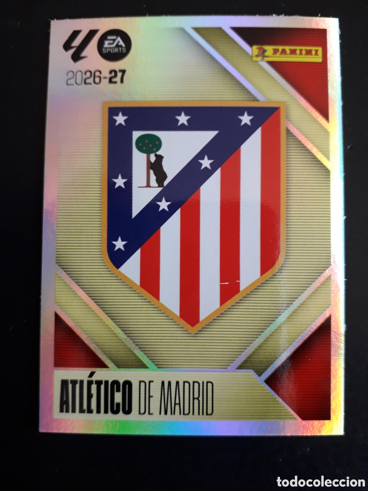 Cromos de f&uacute;tbol: ESCUDO AT MADRID N&deg; 1 ED ESTE 2026 2027 26 27 SIN PEGAR PEDIDO M&Iacute;NIMO 3&euro;.