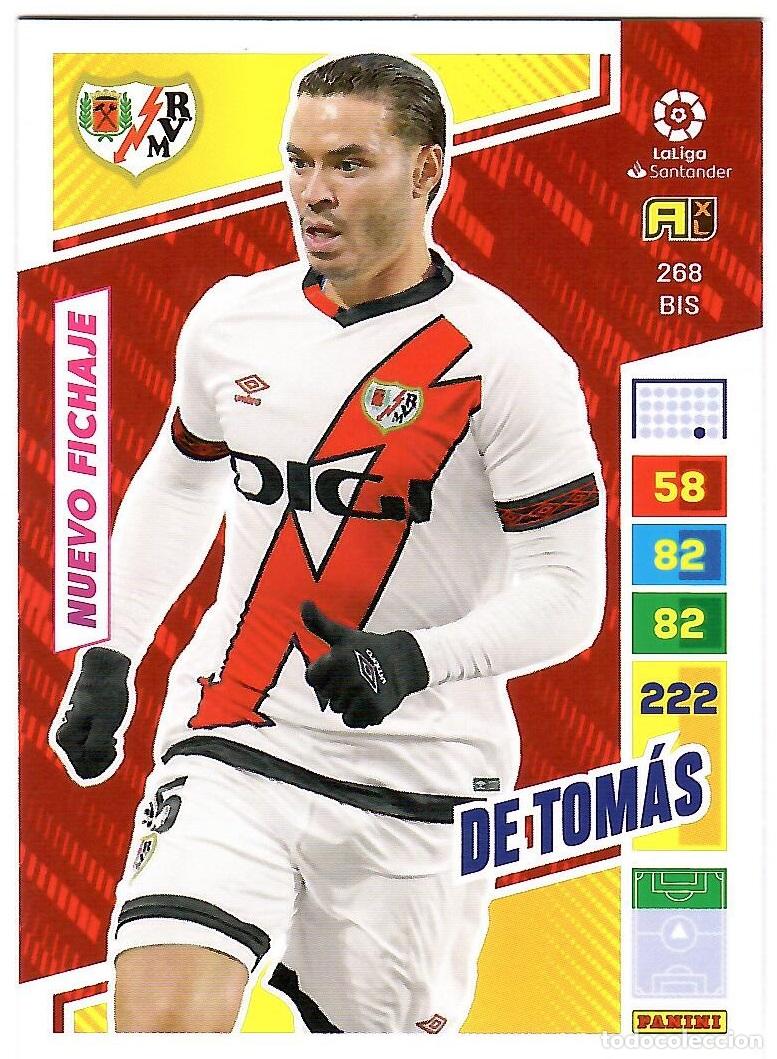 Cromos de f&uacute;tbol: De Tomas (Rayo Vallecano, Nuevo Fichaje), n&ordm; 268 BIS: Cromo del album de futbol Adrenalyn 2022-23
