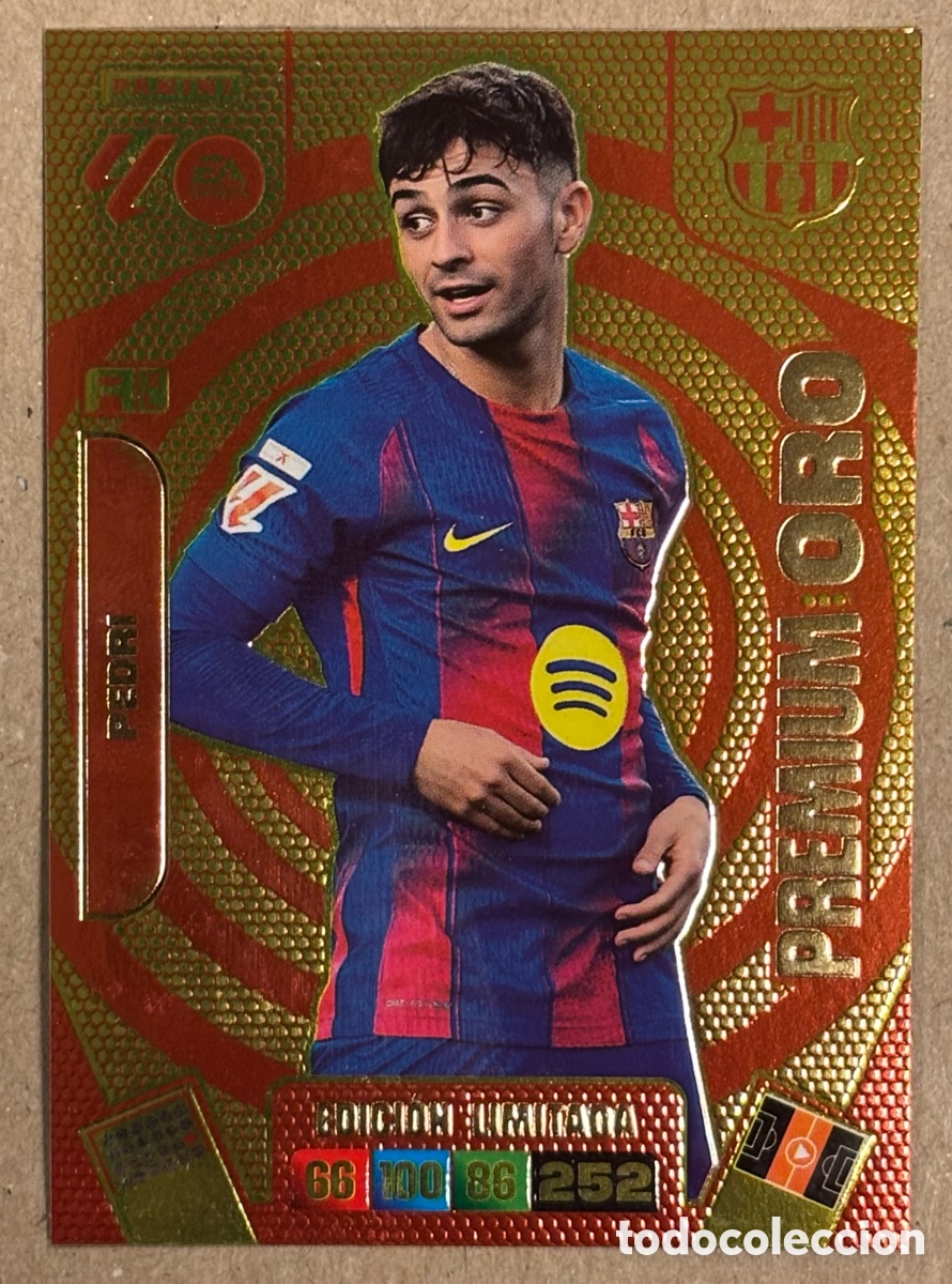 Cromos de f&uacute;tbol: PEDRl (FC BARCELONA). CARTA PREMIUM ORO PANINI ADRENALYN XL 2025/26.