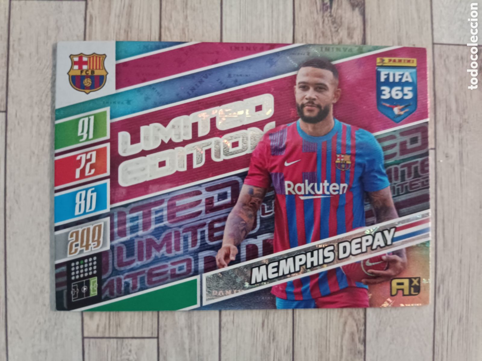 Cromos de f&uacute;tbol: MEMPHIS DEPAY BARCELONA LIMITADA LIMITED EDITION ADRENALYN XL FIFA 365 2021 2022 PANINI 21 22