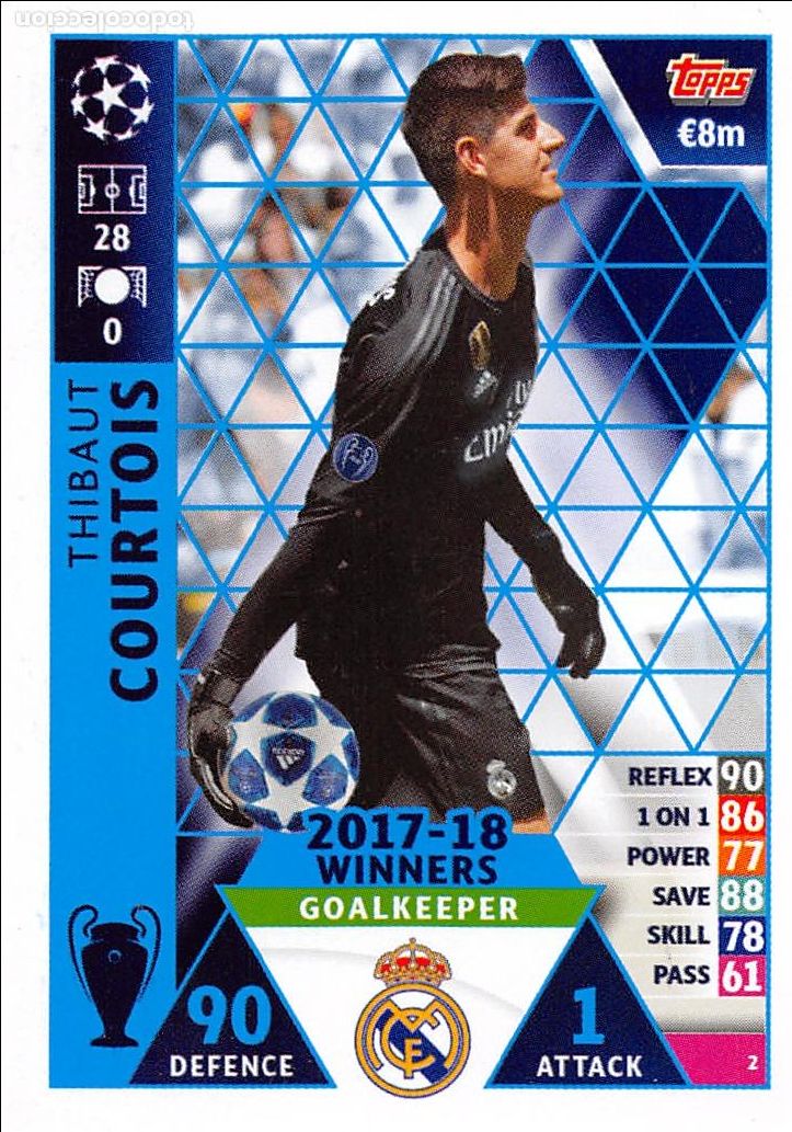 Football Stickers: TOPPS MATCH ATTAX UCL (EDICION INDIA) 18/19 2018/2019 #2 COURTOIS (REAL MADRID)