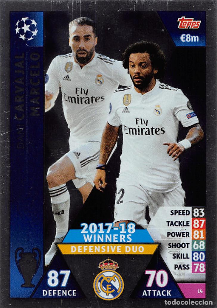 Football Stickers: TOPPS MATCH ATTAX UCL (EDICION INDIA) 18/19 2018/2019 #14 CARVAJAL / MARCELO (REAL MADRID)