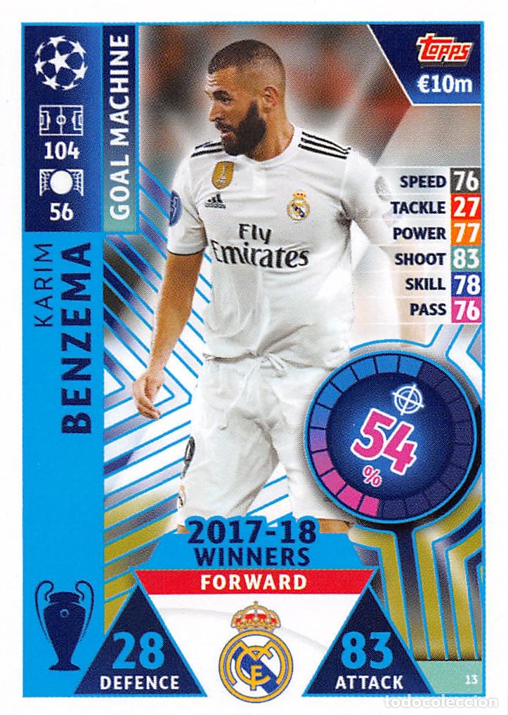 Football Stickers: TOPPS MATCH ATTAX UCL (EDICION INDIA) 18/19 2018/2019 #13 BENZEMA (REAL MADRID)