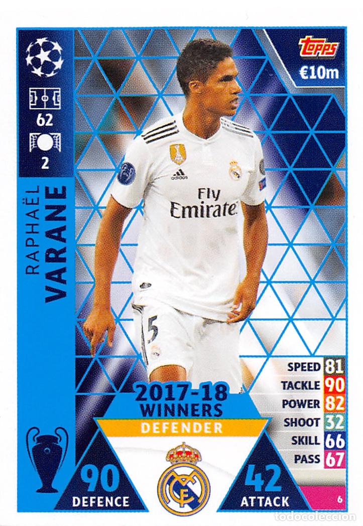 Fu&szlig;ball-Sticker: TOPPS MATCH ATTAX UCL (EDICION INDIA) 18/19 2018/2019 #6 VARANE (REAL MADRID)