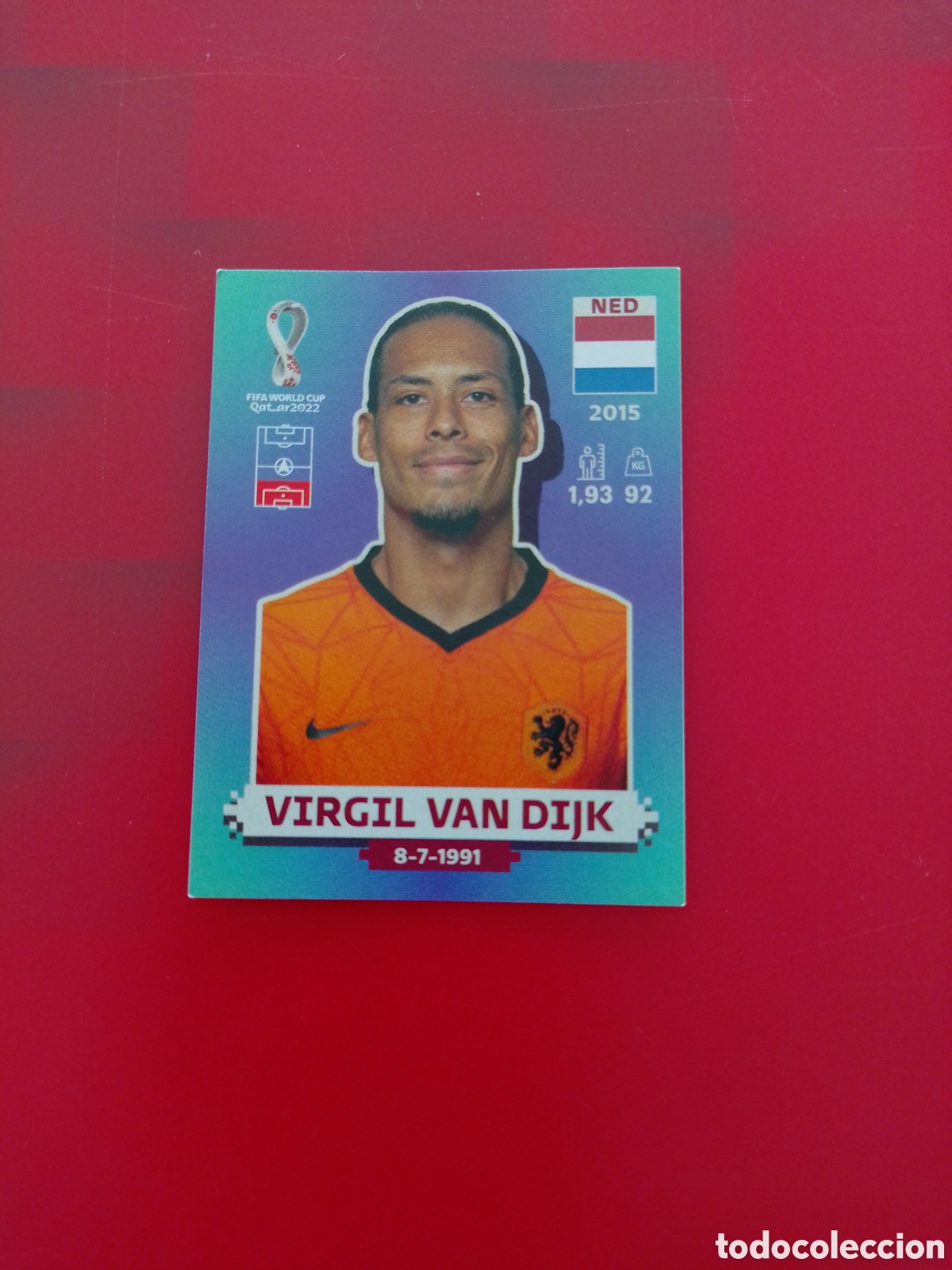 Cartes &agrave; collectionner de Football: CROMO NUMERO 9 VIRGIL VAN DIJK HOLANDA. MUNDIAL QATAR 2022. PANINI.