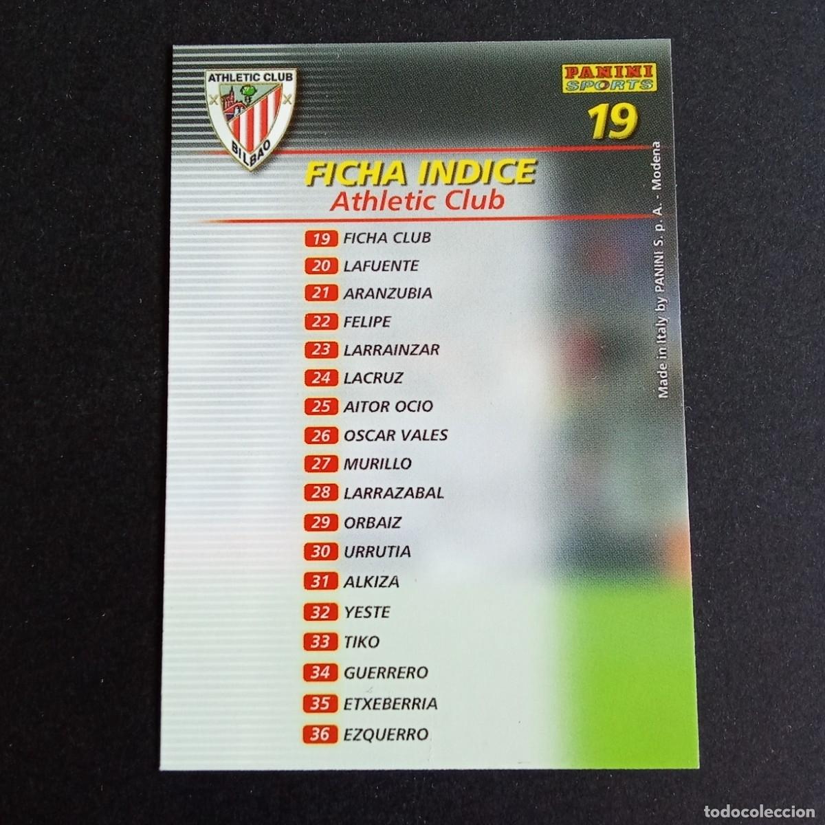 Cromos de f&uacute;tbol: 19 INDICE ATHLETIC CLUB BILBAO LIGA 2002 2003 02 03 MEGAFICHAS PANINI