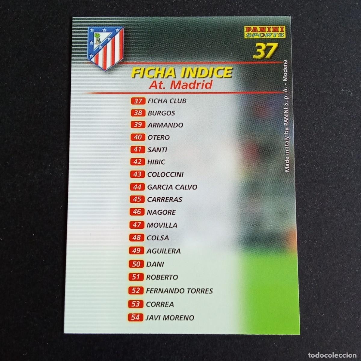 Cromos de f&uacute;tbol: 37 INDICE ATLETICO MADRID LIGA 2002 2003 02 03 MEGAFICHAS PANINI