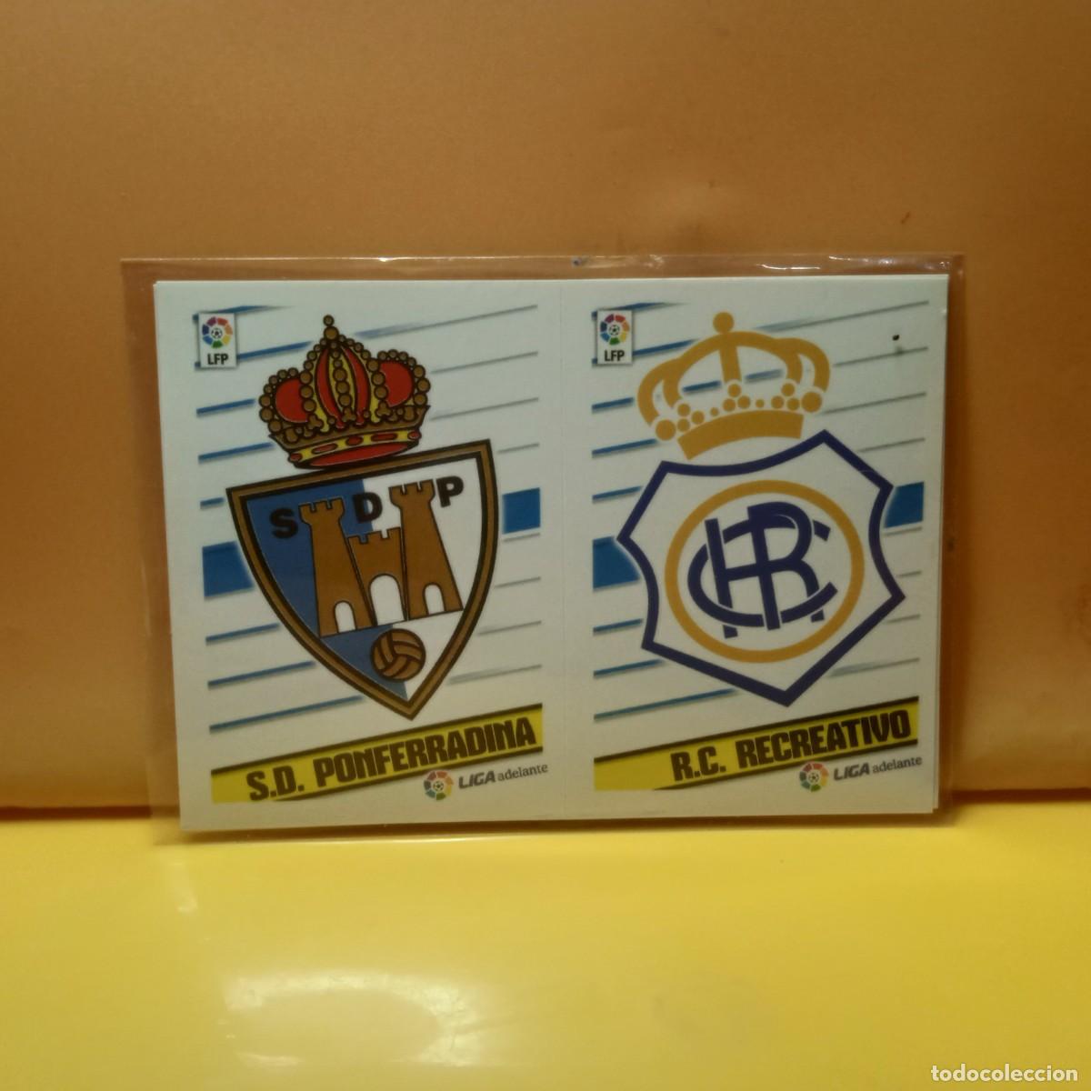 Cromos de f&uacute;tbol: EDICIONES ESTE 13-14 ESCUDOS LIGA ADELANTE 9 HUELVA PONFERRADINA